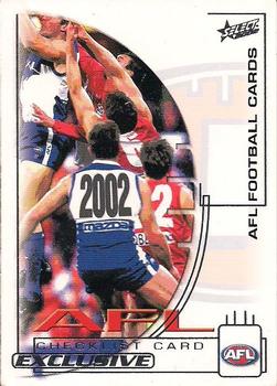 2002 Select AFL Exclusive #1 Intro Card Front